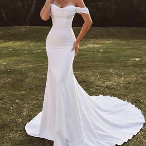 Elegant Off-Shoulder White Gown